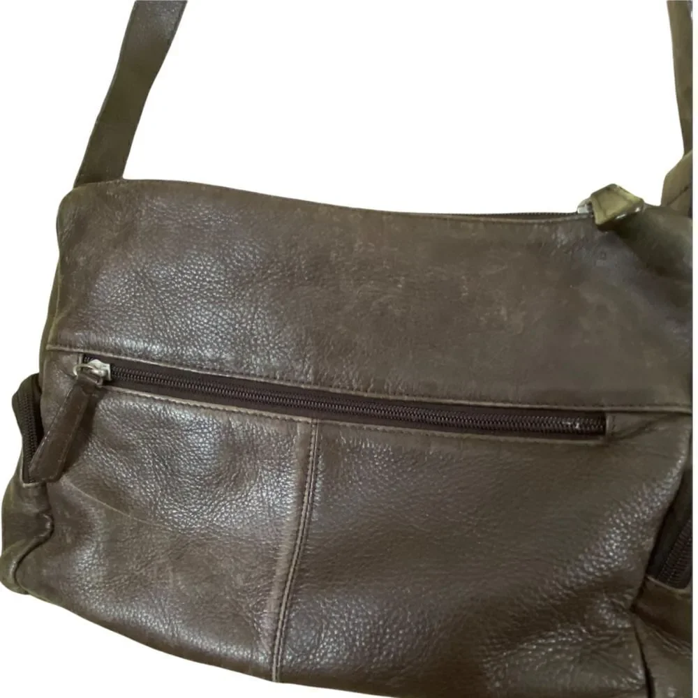 Vintage Stone Mountain Brown Leather Shoulder Bag